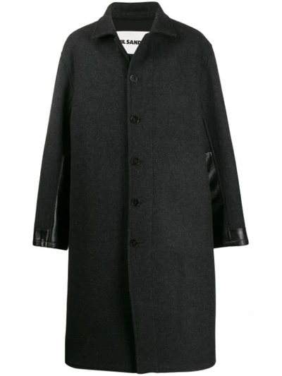 Jil Sander Coat With Leather Inserts In Dark Grey (grey)