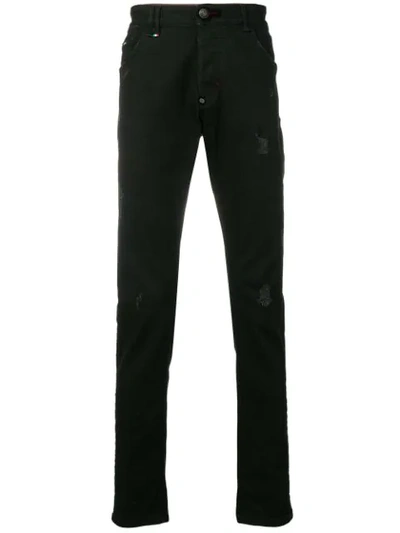 Philipp Plein Distressed Skinny Jeans In Black