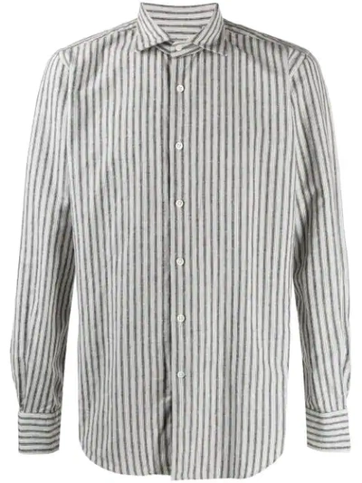 Glanshirt Striped Button Up Shirt In White