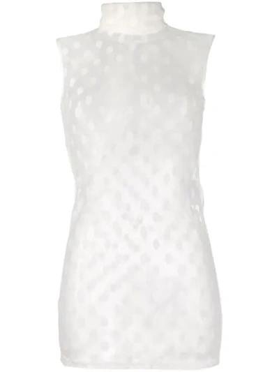 Styland Sheer Dotted Tank Top In White