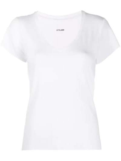 Styland V-neck T-shirt In White
