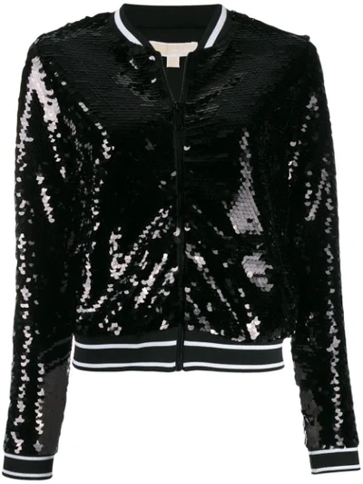 Michael Michael Kors Sequinned Bomber Jacket In Black