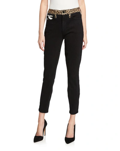 Alice And Olivia Good High-rise Ankle Skinny Jeans With Animal Prints In Queen Of The Nite