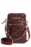 Mz Wallace Micro Quilted Patent Crossbody Bag In Port Lacquer/gold