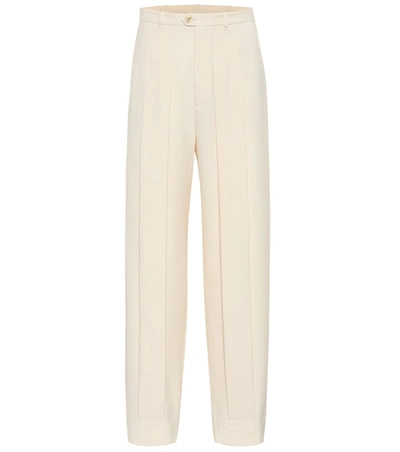 Gucci High-rise Straight Wool Pants In White