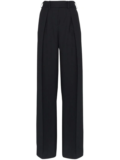 Alexandre Vauthier Side-stripe Wool-crepe Wide-leg Trousers In Black