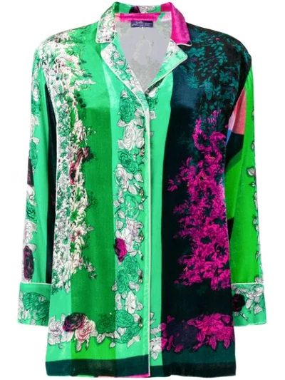 Emilio Pucci Floral-print Velvet Shirt In Green