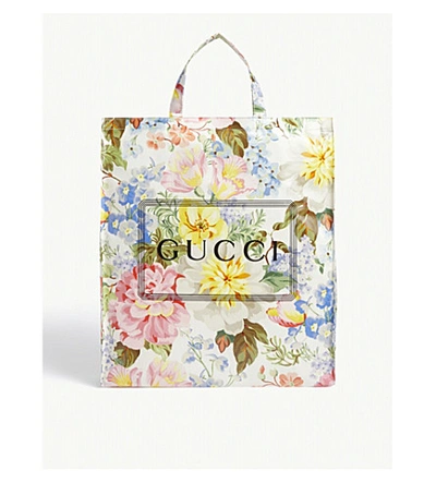 Gucci Floral Coated Cotton Tote Bag In Multi