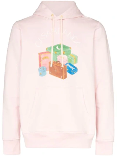 Casablanca Graphic-print Cotton-jersey Hoody In Pink