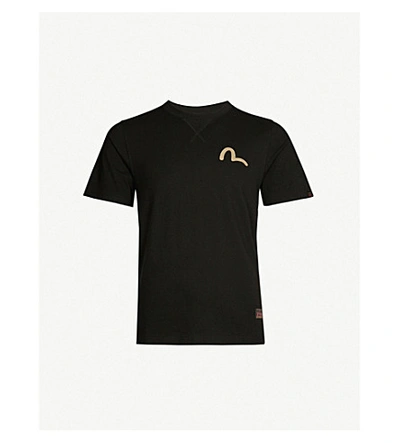 Evisu Logo-print Cotton-jersey T-shirt In Black