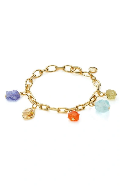 Monica Vinader 18ct Gold Vermeil, Quartz, Green Amethyst, Amethyst And Aquamarine Bracelet In Multicoloured
