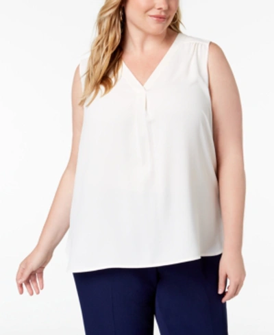 Anne Klein Plus Size Pleated-front Tank In White