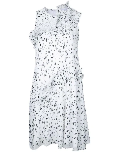 Carven Dots Print Sleeveless Dress In White