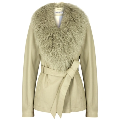 Saks Potts Ritual Sage Shearling-trimmed Leather Jacket In Light Green