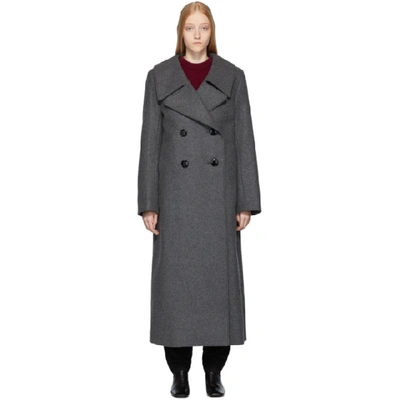 Lemaire Double-breasted Wool-blend Coat In 968 Dark Gr
