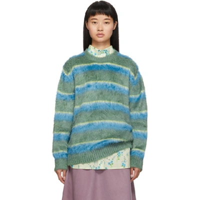 Marc Jacobs Jacquard-stripe Carded-silk Sweater In Green