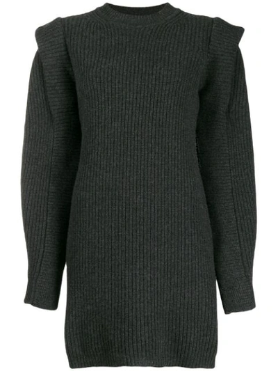 Isabel Marant Beatsy Balloon-sleeve Cashmere-blend Sweater Dress In Grey