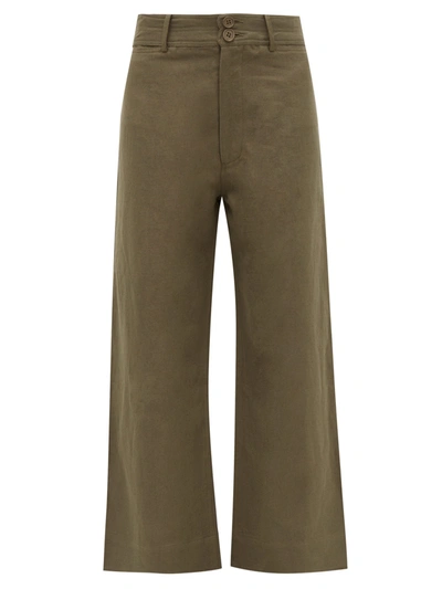 Apiece Apart Merida Linen And Cotton-blend Twill Trousers In Forest