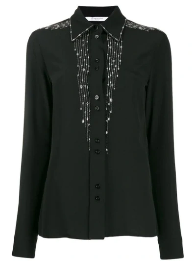 Givenchy Crystal-embellished Silk-crepe Blouse In Black
