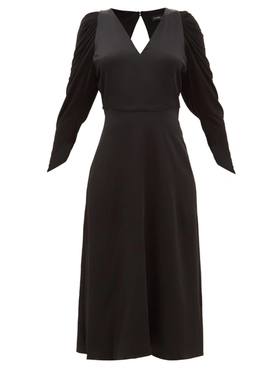Atlein Draped Jersey And Satin Midi Dress In Black