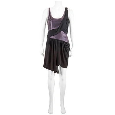 Atlein Ladies Mixed Jersey Draped Dress In Blackberry