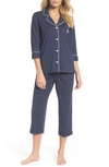 Polo Ralph Lauren Knit Crop Cotton Pajamas In Navy Dots
