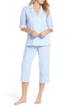 Polo Ralph Lauren Knit Crop Cotton Pajamas In Blue Stripe