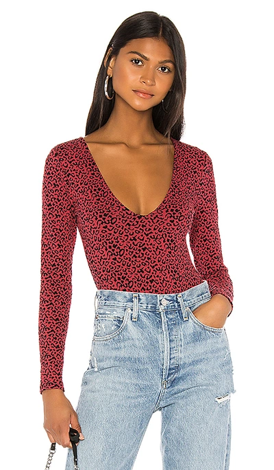 Lovers & Friends Saylor Bodysuit In Red Leopard