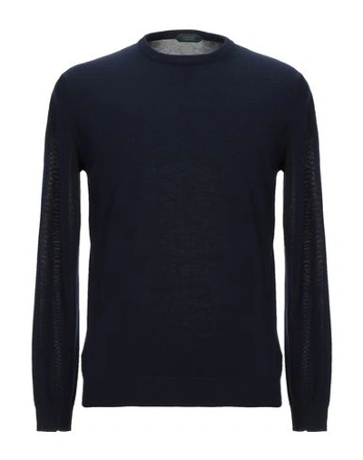 Zanone Sweaters In Dark Blue