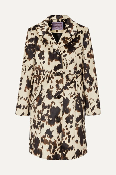 Alexa Chung Rancher Cowhide-print Coat In Ecru