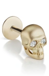 Maria Tash Medium Matte Diamond Skull Threaded Stud Earring In Yellow Gold/ Diamond