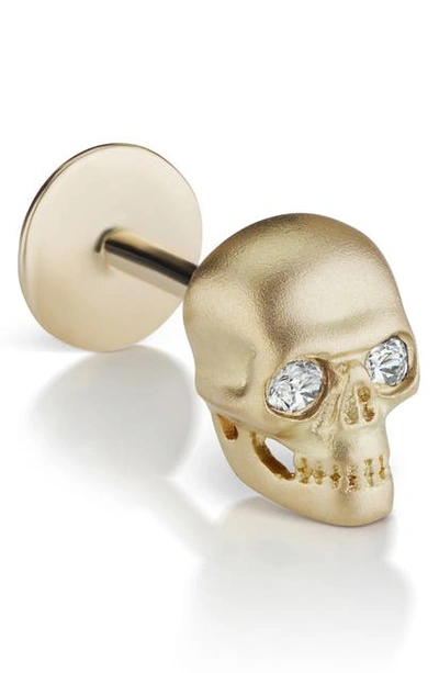 Maria Tash Medium Matte Diamond Skull Threaded Stud Earring In Yellow Gold/ Diamond