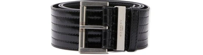 Givenchy Roller Buckle Two Tone Leather Belt In Noir