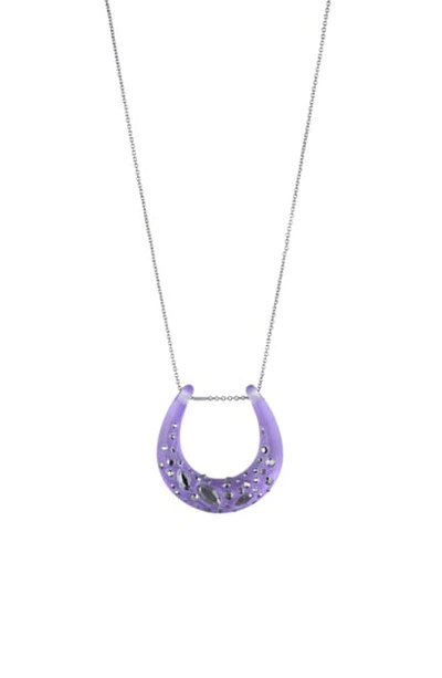 Alexis Bittar Noir Dust Horseshoe Pendant Necklace In Violet