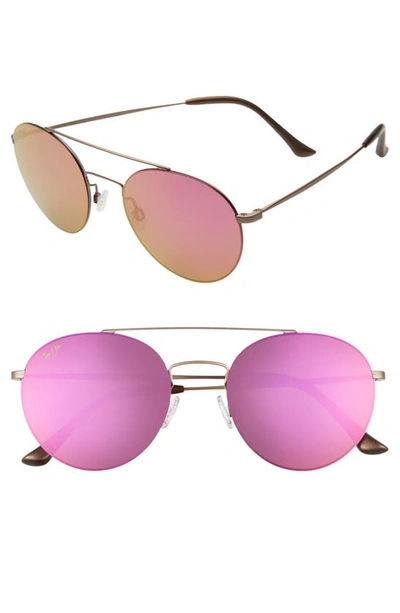 Maui Jim Women's Pele's Hair Polarized Brow Bar Aviator Sunglasses, 53mm In Pink Mir Pol
