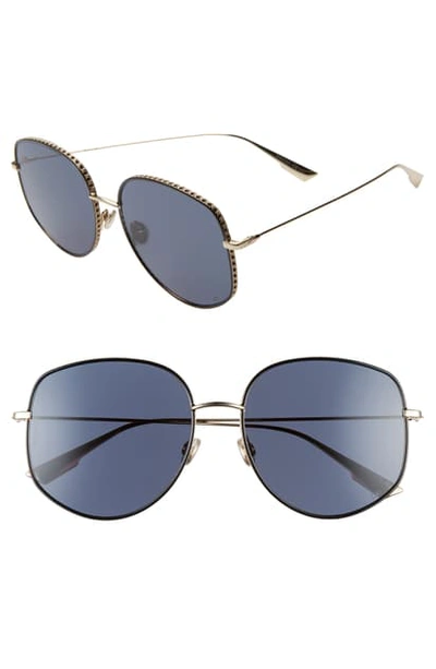 Dior 58mm Gradient Square Sunglasses In Gold/blue Solid