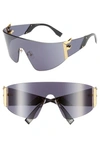 Fendi Dark Grey Wrap-around Sunglasses In Black/ Grey Blue