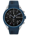 Hugo Boss Men's Chronograph Velocity Blue Silicone Strap Watch 45mm Women's Shoes