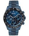 Hugo Boss Men's Chronograph Hero Blue Ion-plated Stainless Steel Bracelet Watch 43mm Women's Shoes In Navy