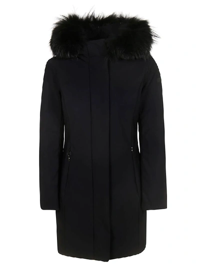 Rrd - Roberto Ricci Design Classic Zipped Furry Hood Coat In Nero