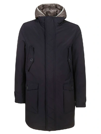 Herno Hooded Classic Parka In Blue