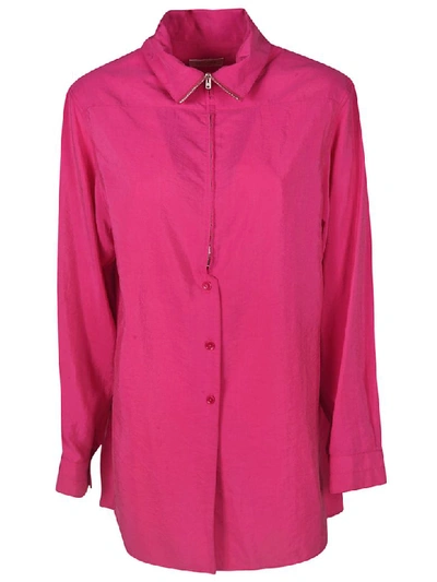 Lemaire Collar Semi-zipped Shirt In Pink