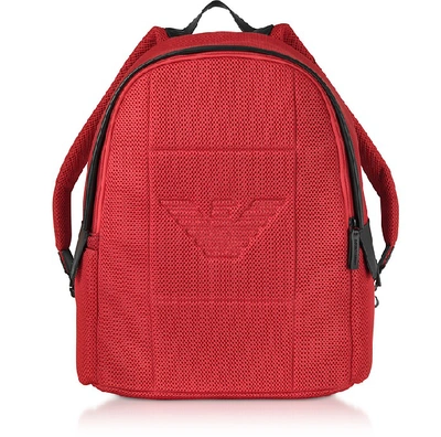 Emporio Armani Two-tone Backpack W/ Side Pockets In Red