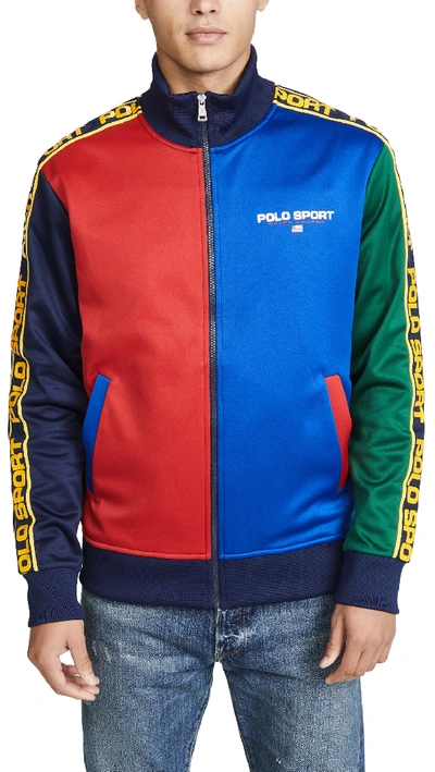 Polo Ralph Lauren Men's Polo Sport Tricot Fleece Track Jacket In Cruise Navy Multi