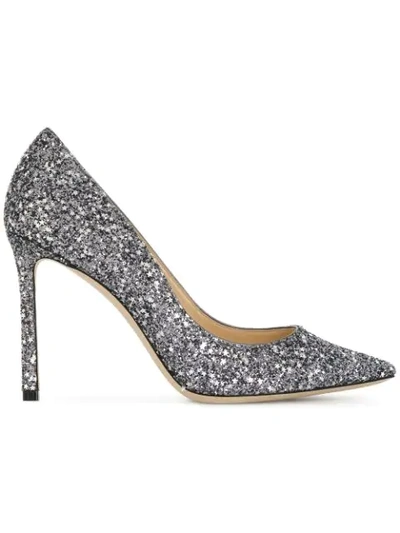 Jimmy Choo Romy 100 Glitter Pumps In Metallic