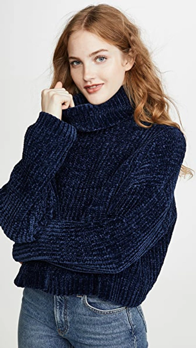 Blank Denim Chenille Sweater In Indigo