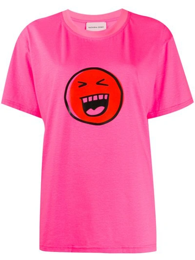 Natasha Zinko Smiley Print T-shirt In Pink