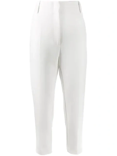 Pinko Cropped Tailored Trousers In White