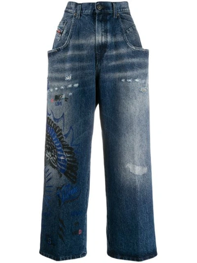 Diesel Widee Wide-leg Jeans In Blue