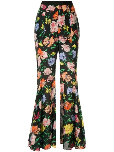 Alice Mccall Floral Picasso Flared Trousers In Black
